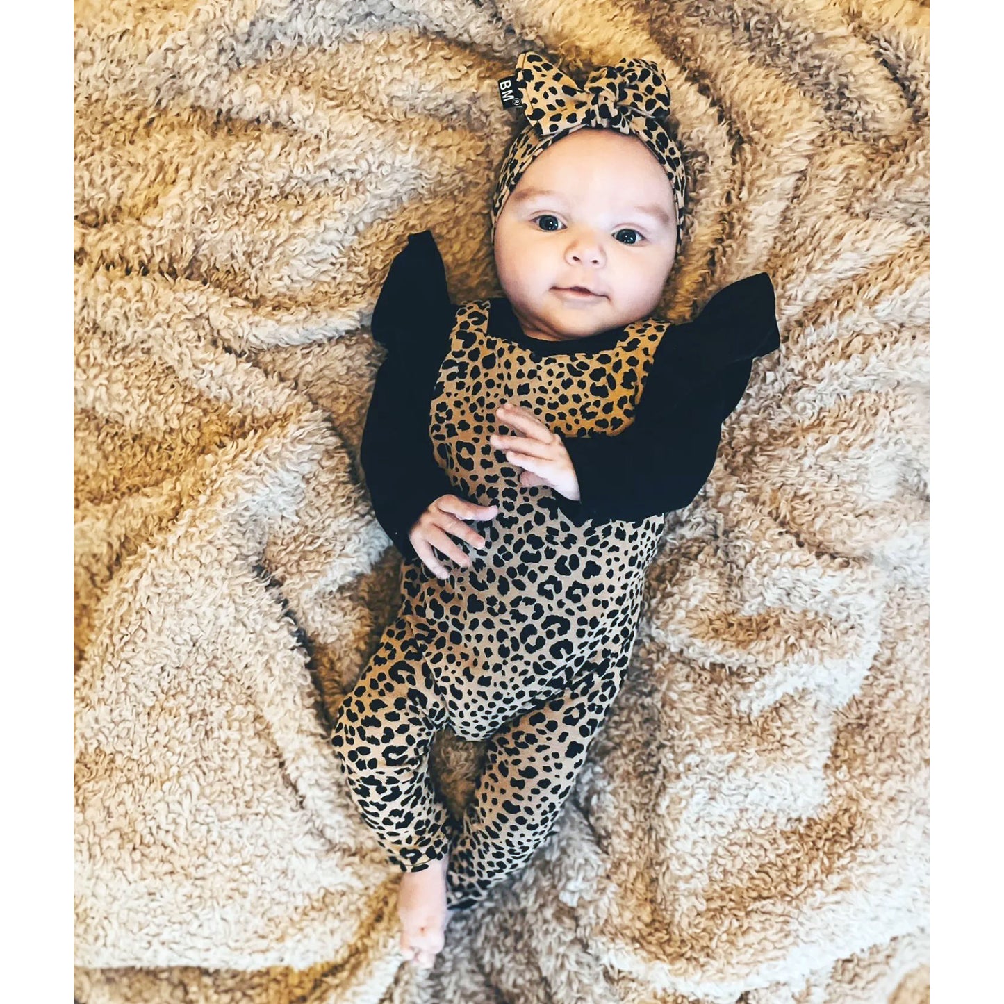 BM 2-delige set | Salopette + Vleugel Shirtje | Leopard Brown & Black