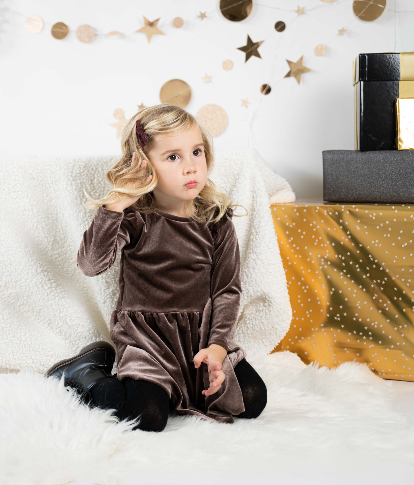 Jurkje ruffle | Velvet Light Brown | Handmade