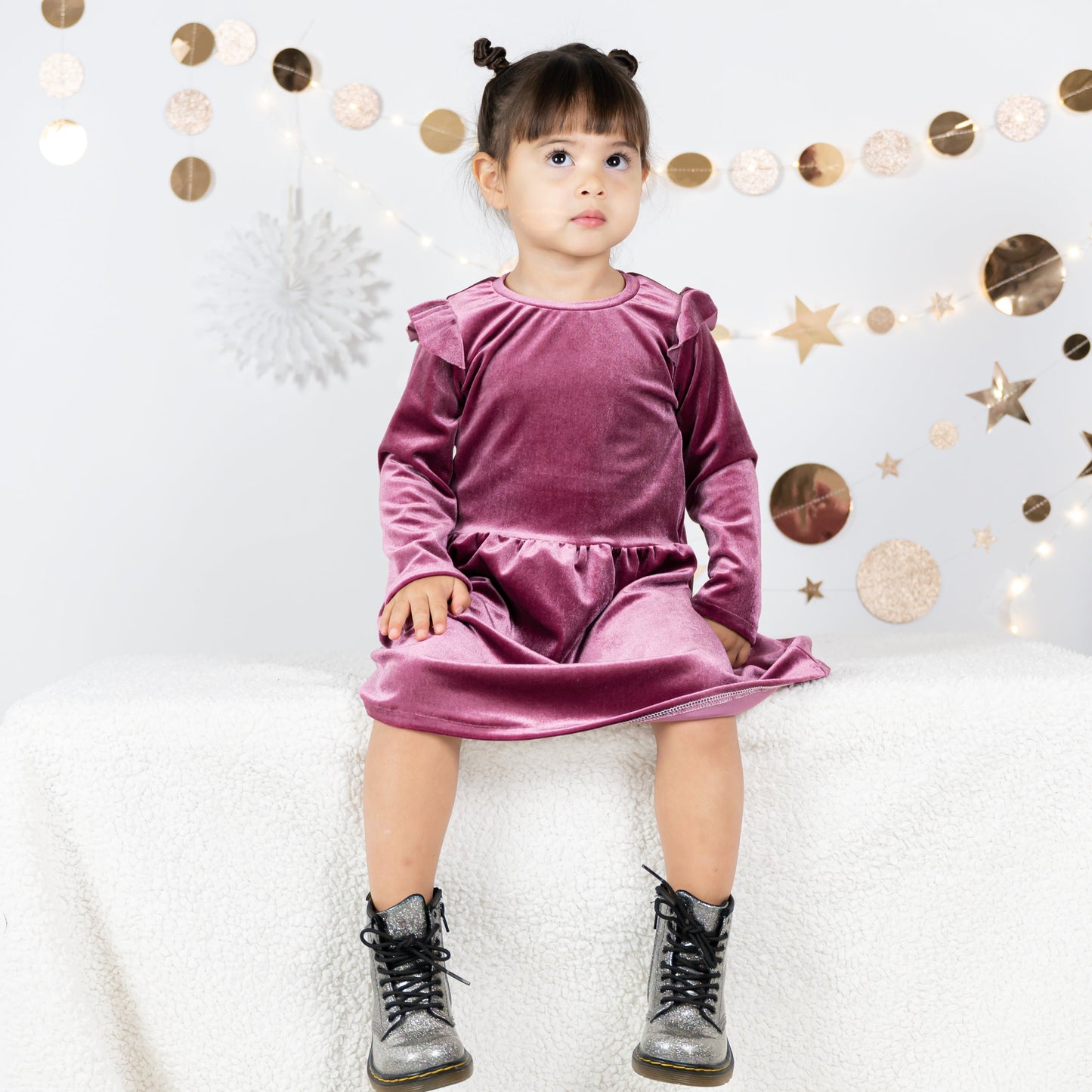 Jurkje ruffle | Velvet Old Rose | Handmade