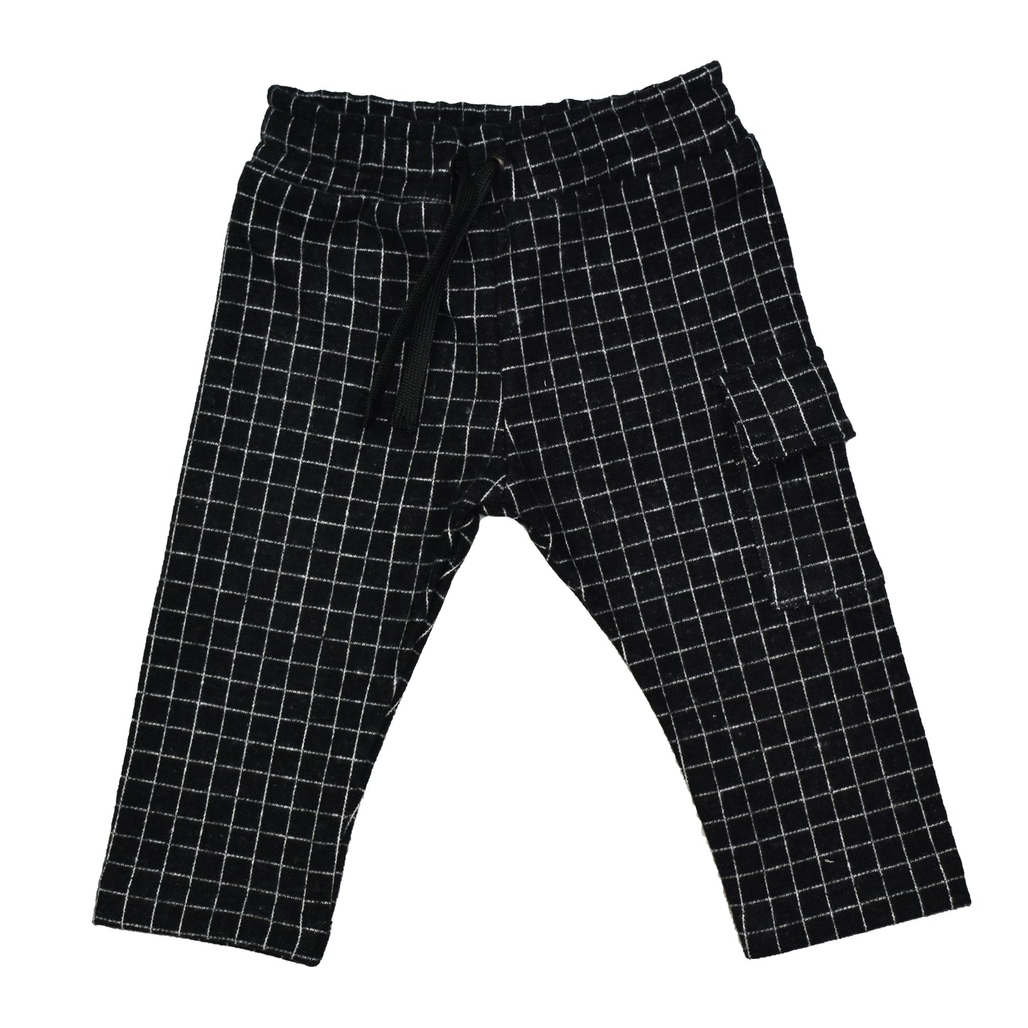 Broek met cargozakje | Checks Black | Handmade