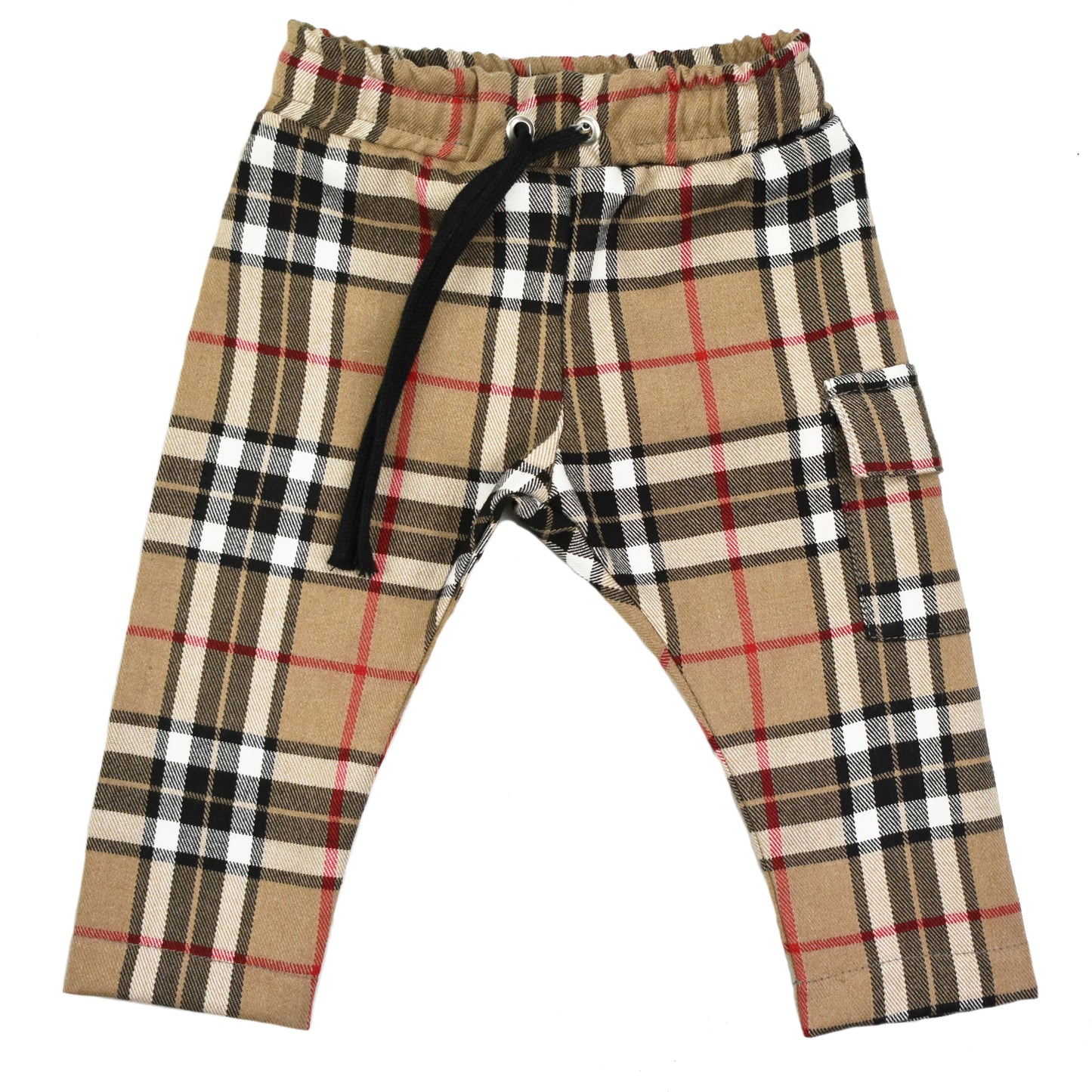Broek met cargozakje | Checks Camel | Handmade