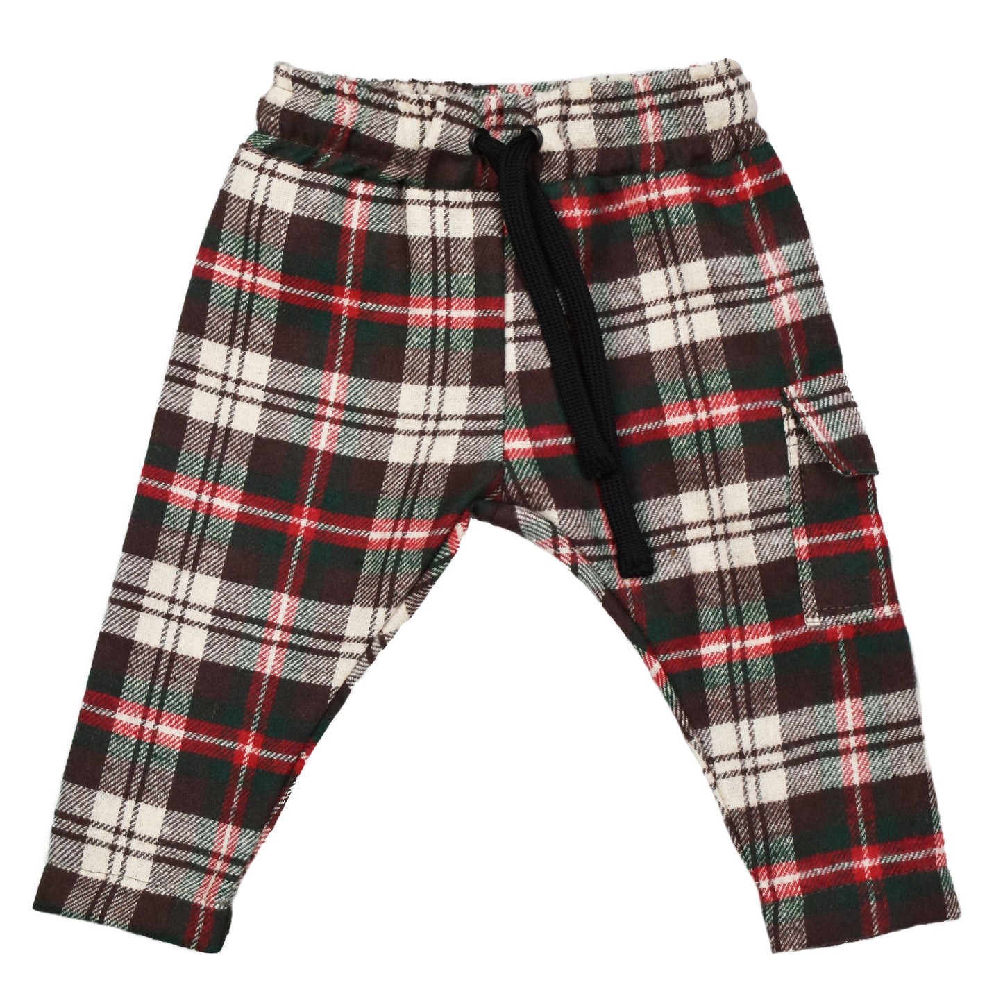 Broek met cargozakje | Checks Brown/Red | Handmade
