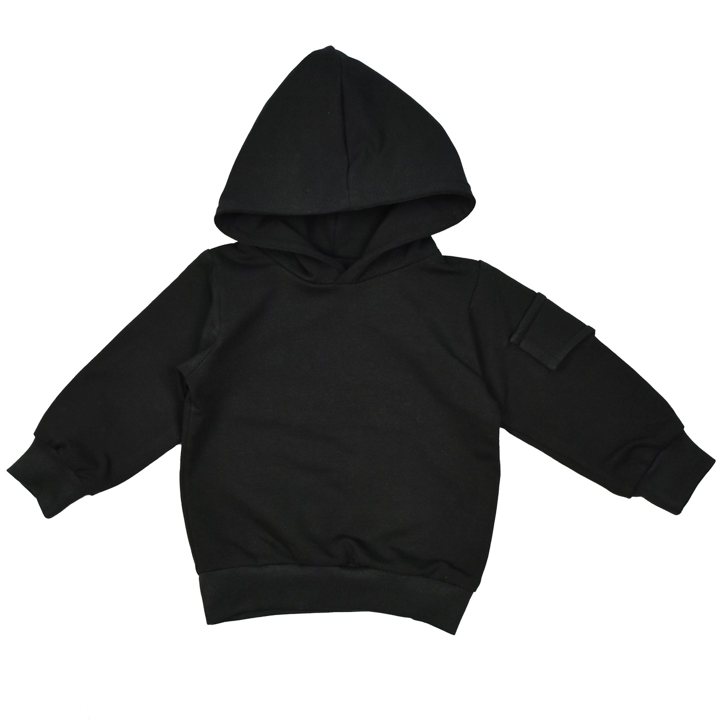 Baggy Hoodie met klepzakje | Black | Handmade