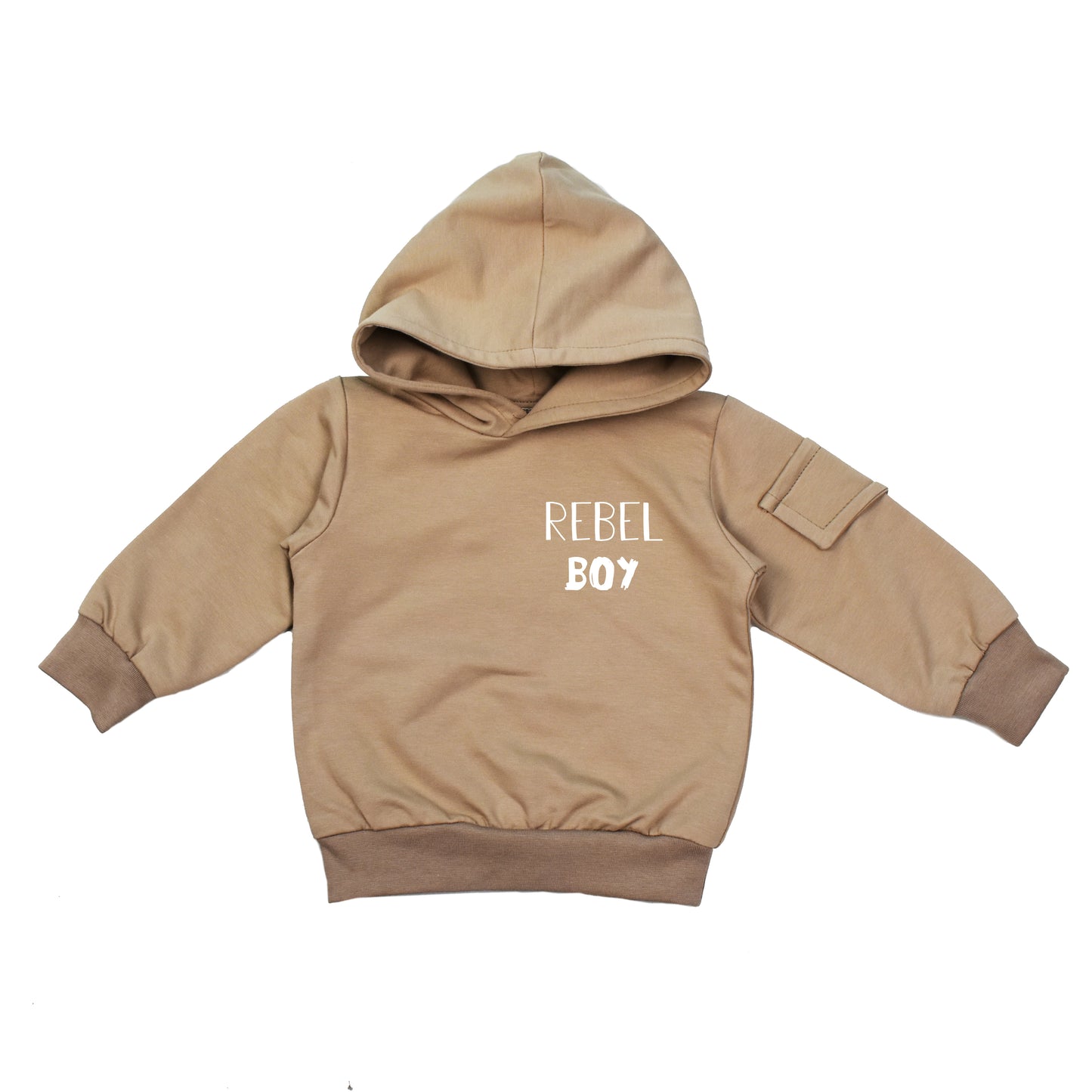 Baggy Hoodie met klepzakje | Rebel Boy | Mokka | Handmade