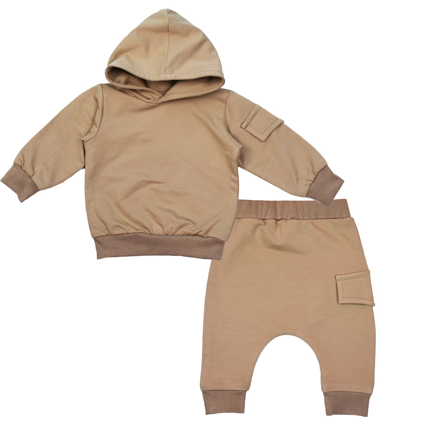 2-delige set | Hoodie joggingpak met klepzakje | Mokka