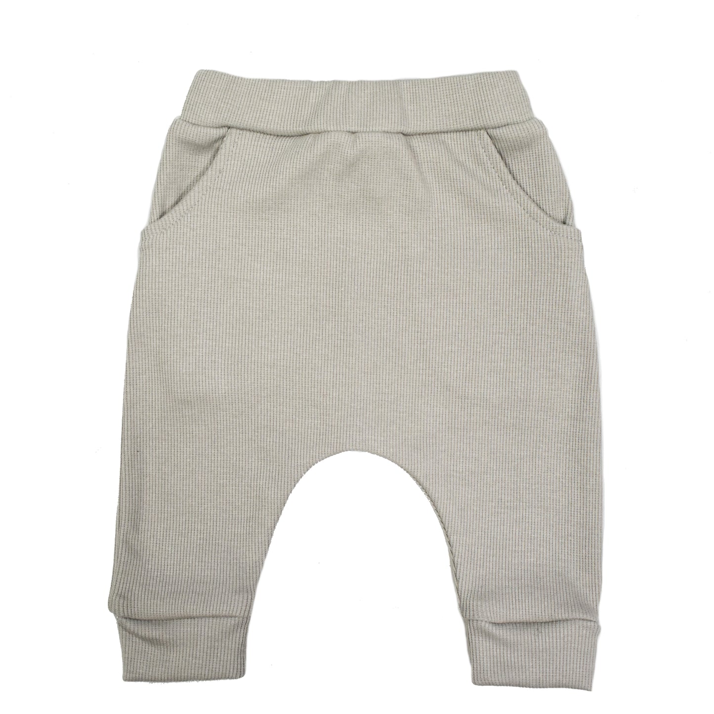 Harembroekje met zakjes | Cotton Rib Zacht Grijs | Handmade