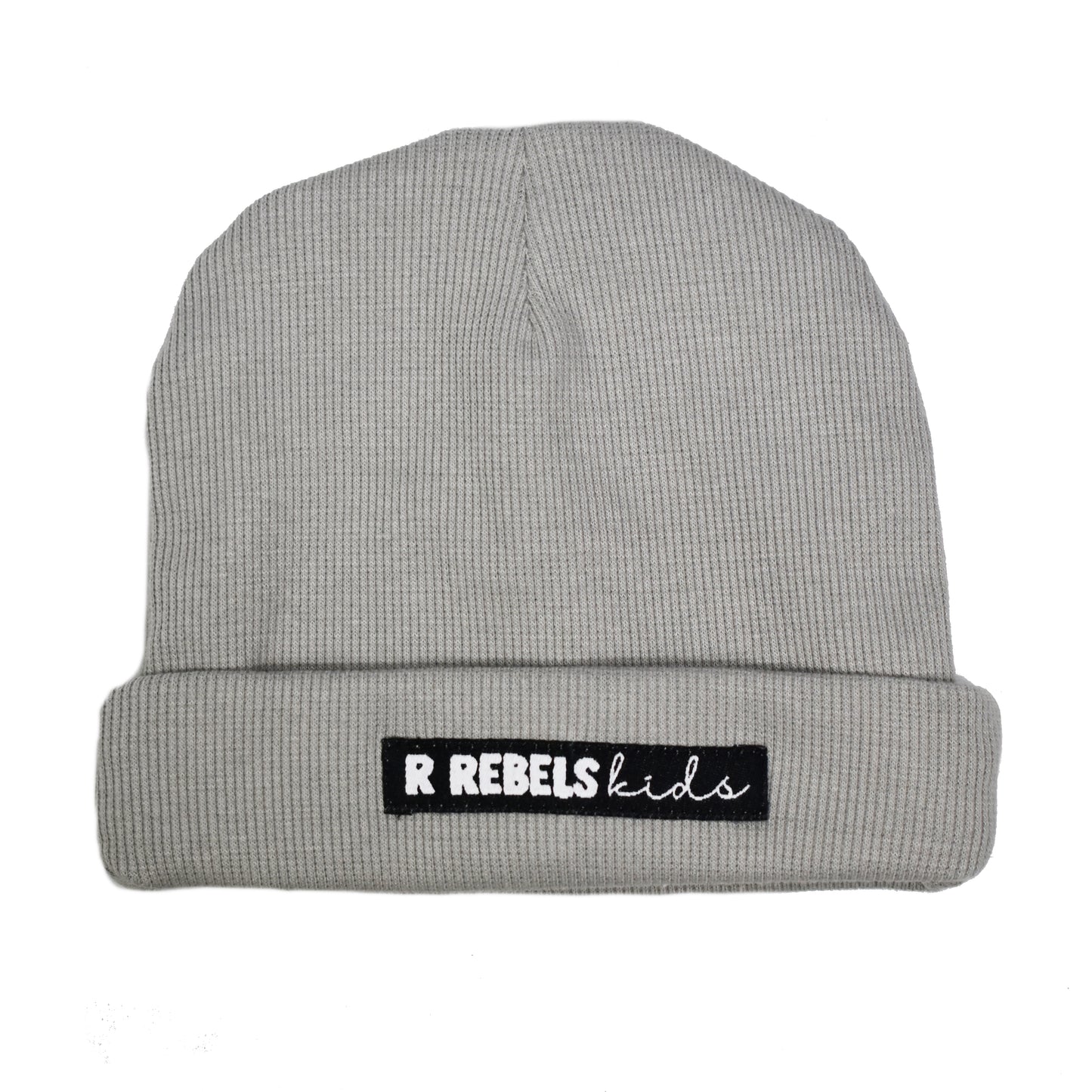 Muts | Rib Zacht Grijs | Logo | Handmade