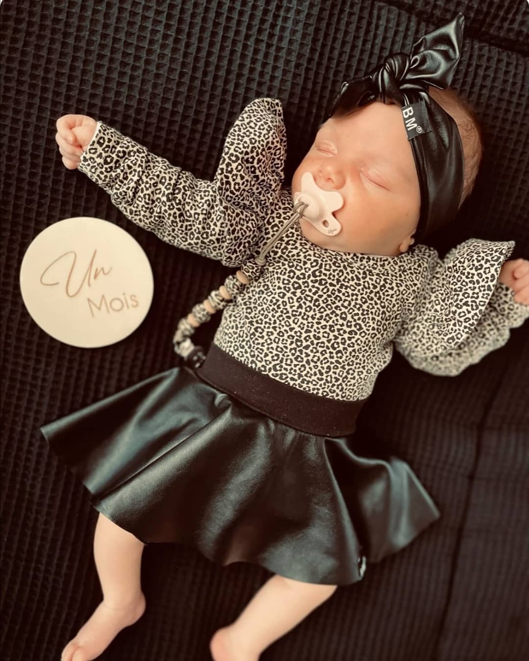 BM 2-delige set | Cirkelrokje Leather & Ruffle Top Baby Leopard