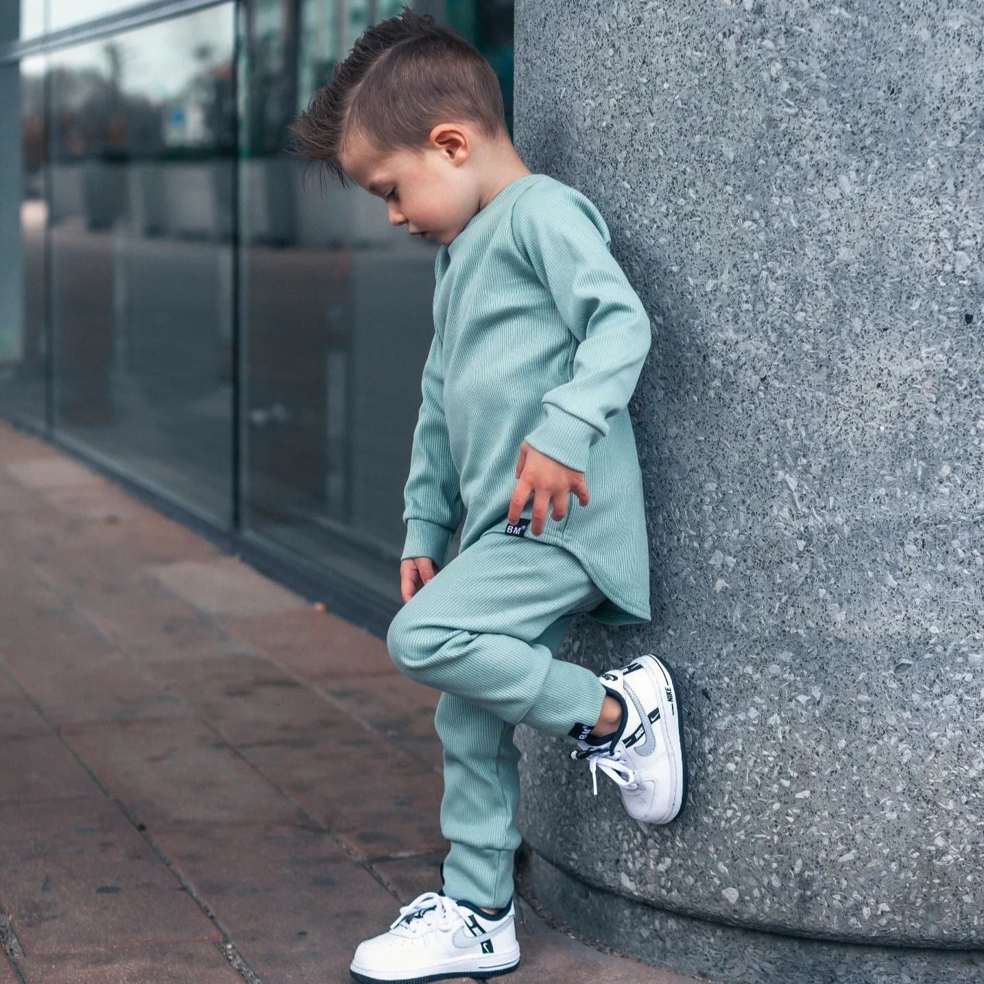 BM 2-delige set | Knit | Old Green