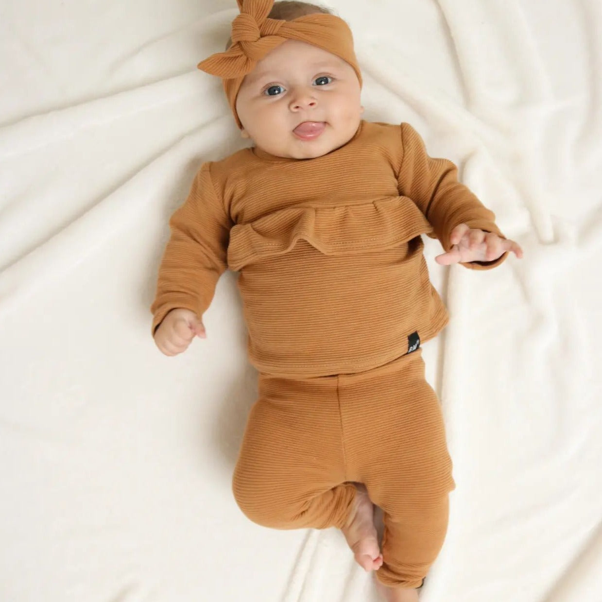 BM 2-delige set | Rib Ruffle | Camel