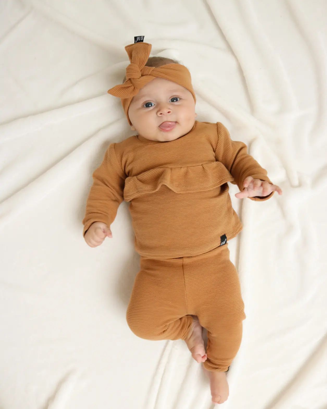 BM 2-delige set | Rib Ruffle | Camel