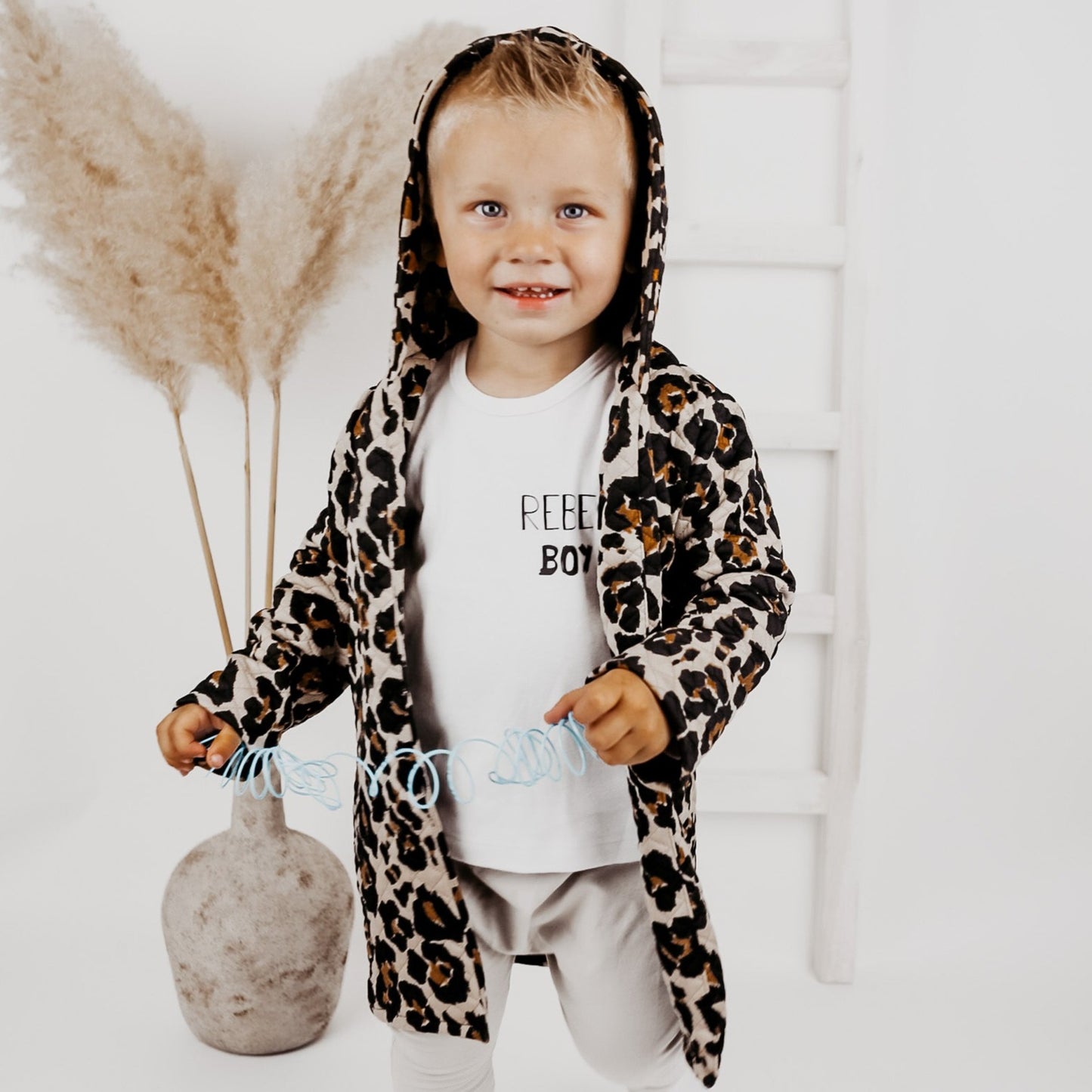Lang Vest Capuchon | Big Leopard Brown | Handmade