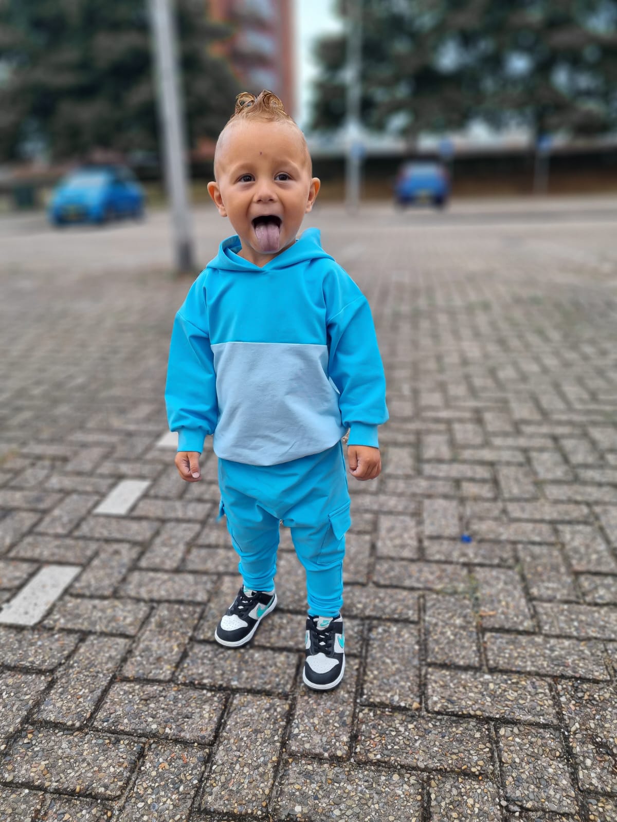 2-delige set | Hoodie joggingpak | 2-kleurig Sky Blue