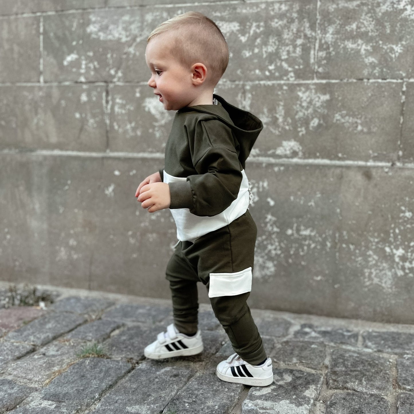 2-delige set | Hoodie joggingpak | 2-kleurig Olive & Cream