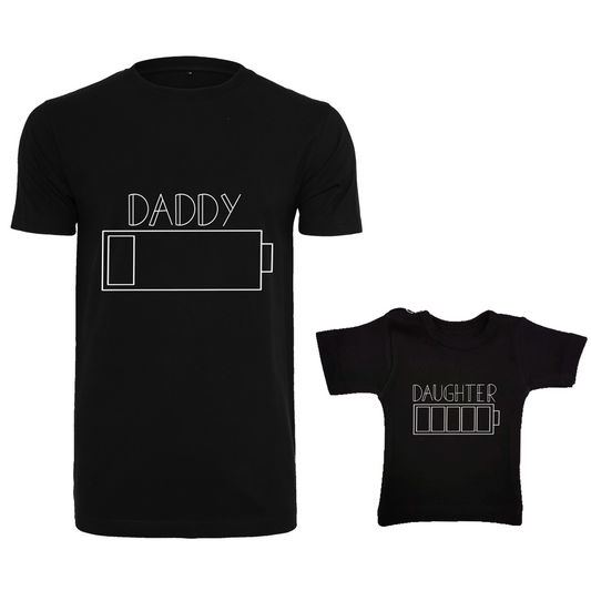 Twinning set shirts | Battery Dad Daughter | Kleurkeuze